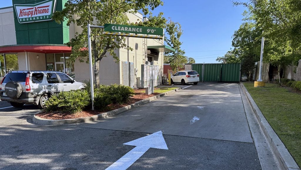 stop bars being striped for krispy kreme