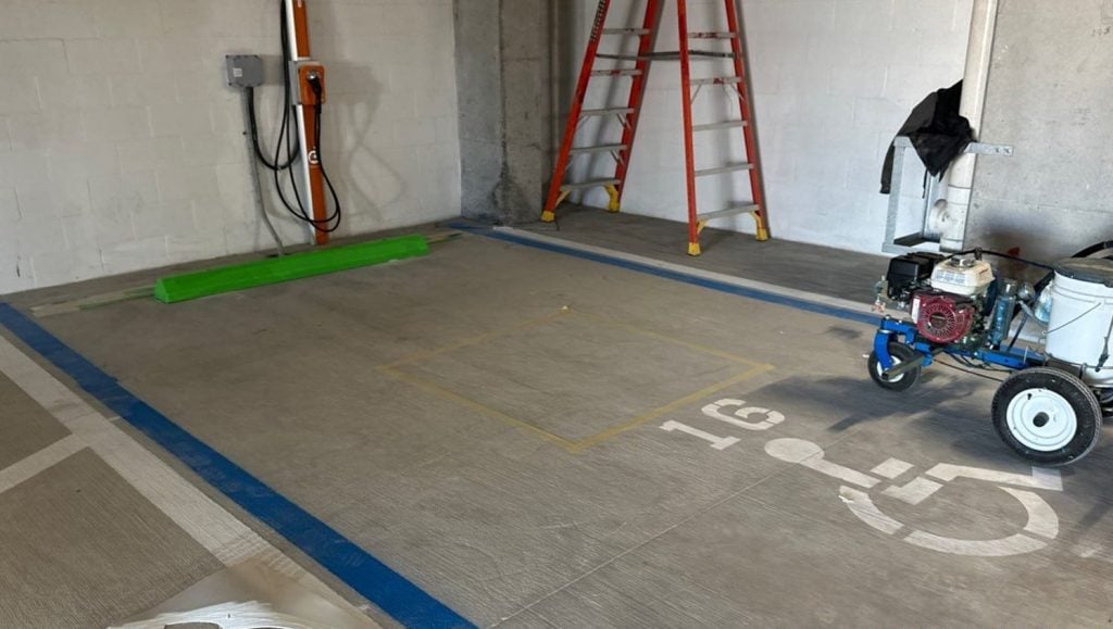ada compliance parking spot freshly painted for Florida Pave and Azure Condos