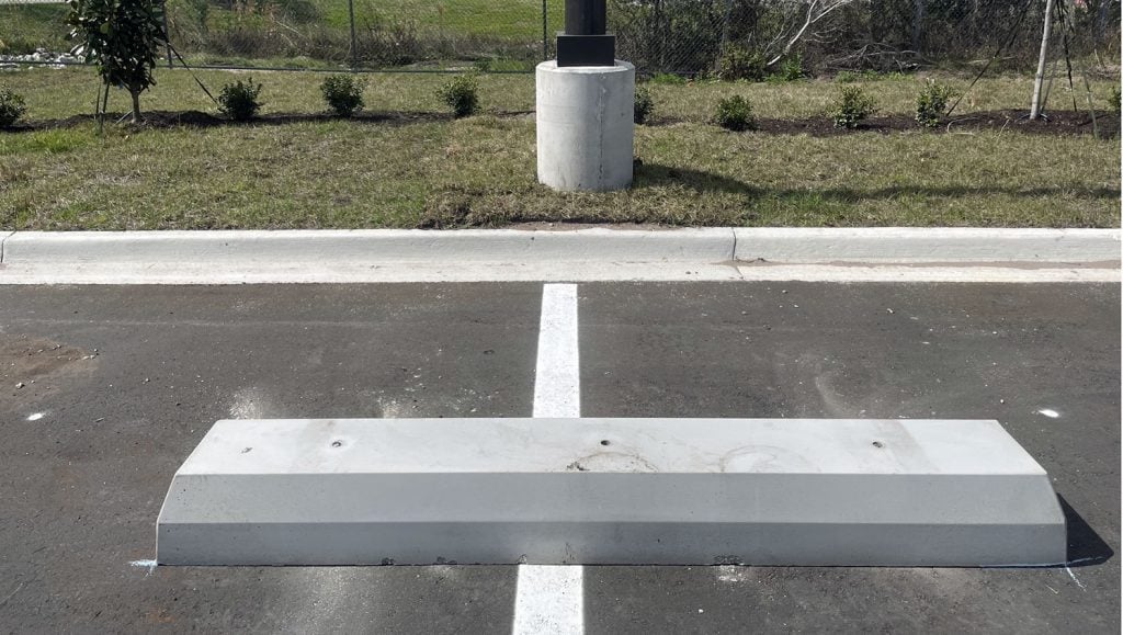 new wheel stop in parking lot