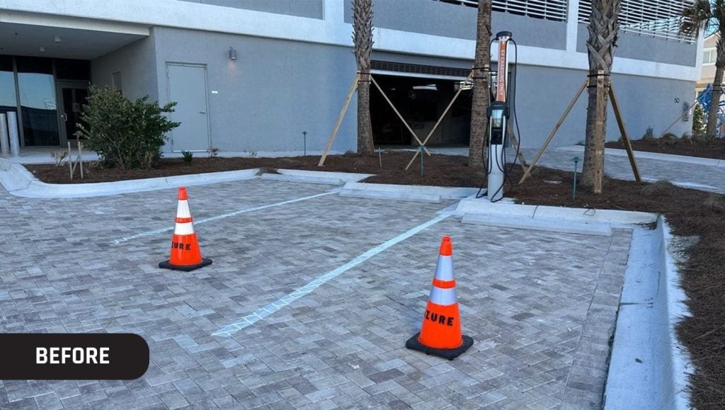 parking spots before freshly painted