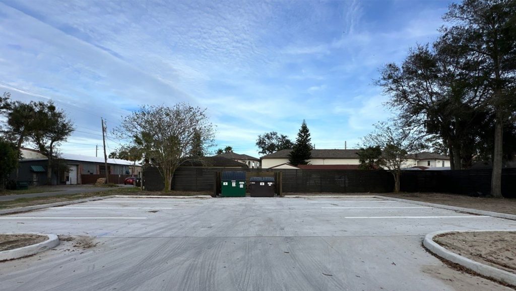 Castle Bay Parking Lot with freshly painted line markings