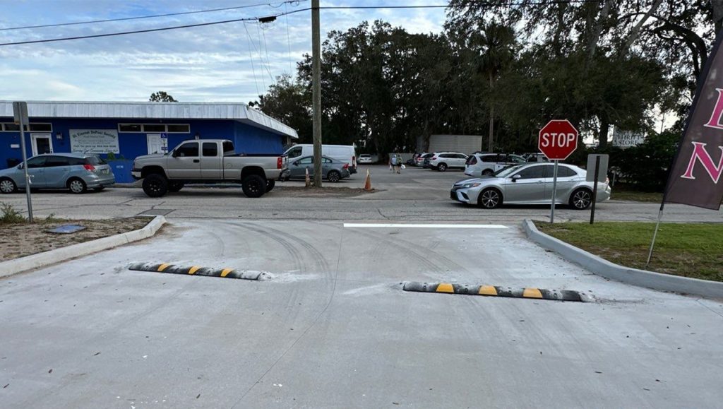 parking stops installed for Castle Bay Parking Lot