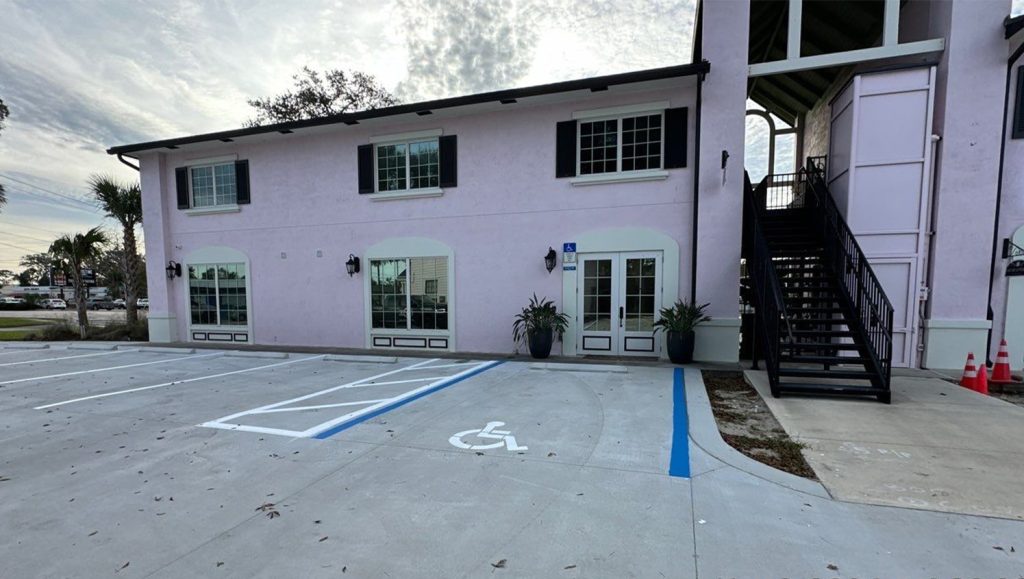 ada compliance parking spots freshly painted for Castle Bay Parking Lot