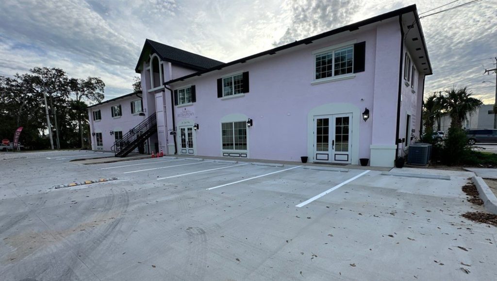 freshly painted parking spots for Castle Bay Parking Lot