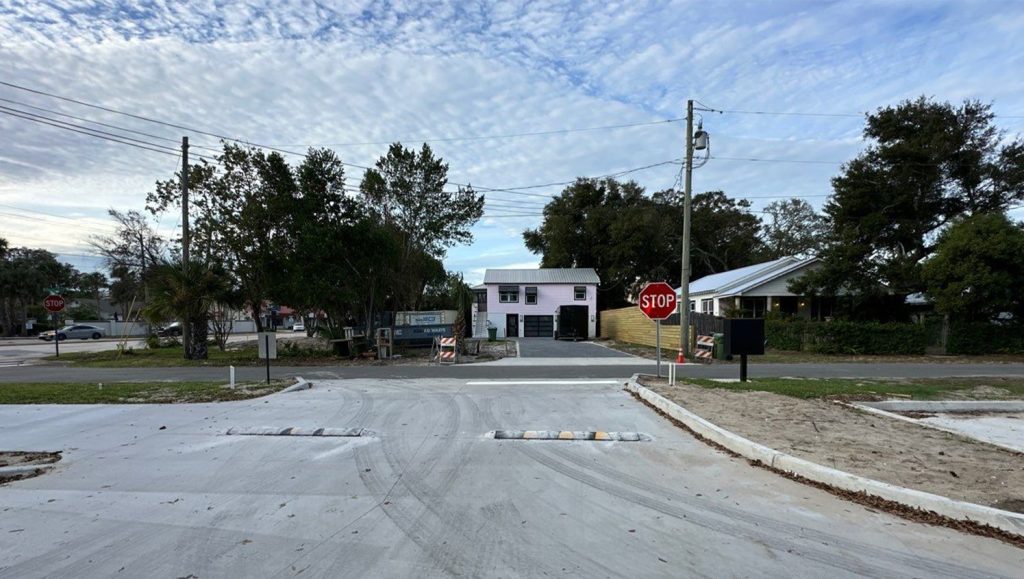 freshly painted line markings for Castle Bay Parking Lot