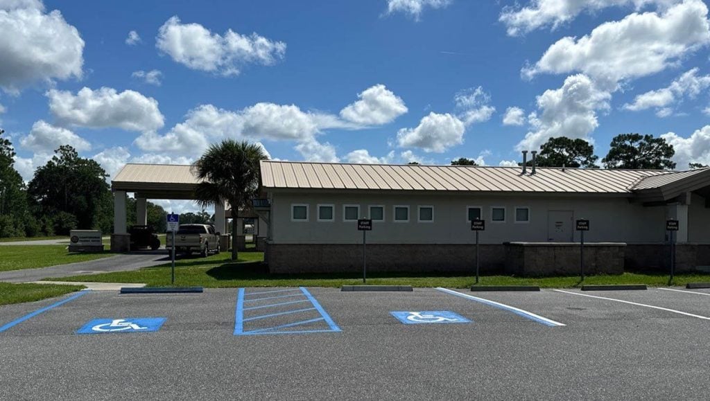 Florida Counterdrug Training Center parking lot with freshly painted line markings