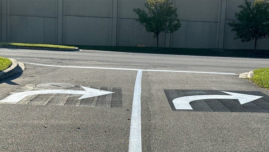 freshly painted line striping for Celebration Church