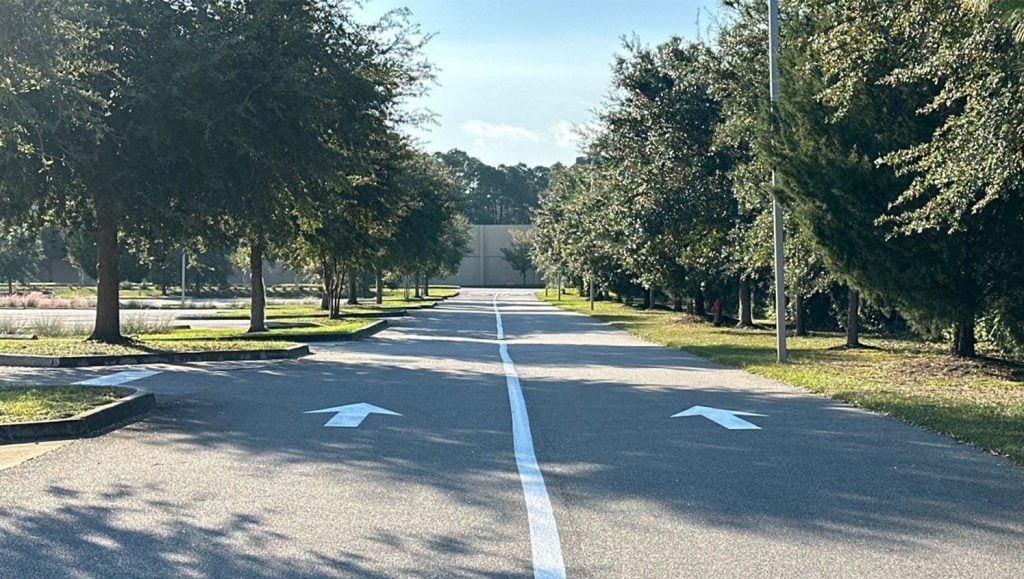 ada compliance parking spots freshly painted for Celebration Church parking lot