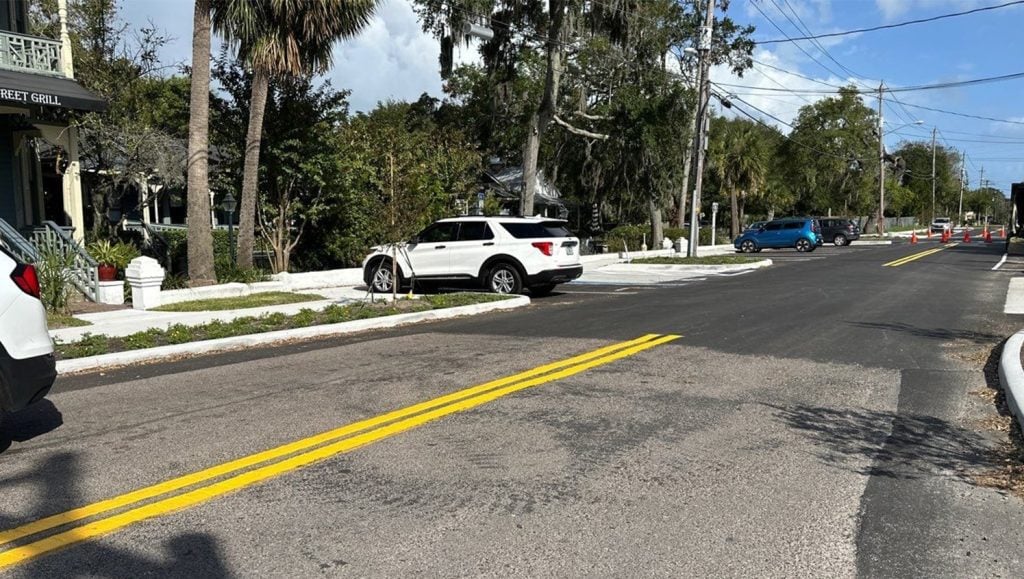 line striping freshly painted for City of Fernandina Beach