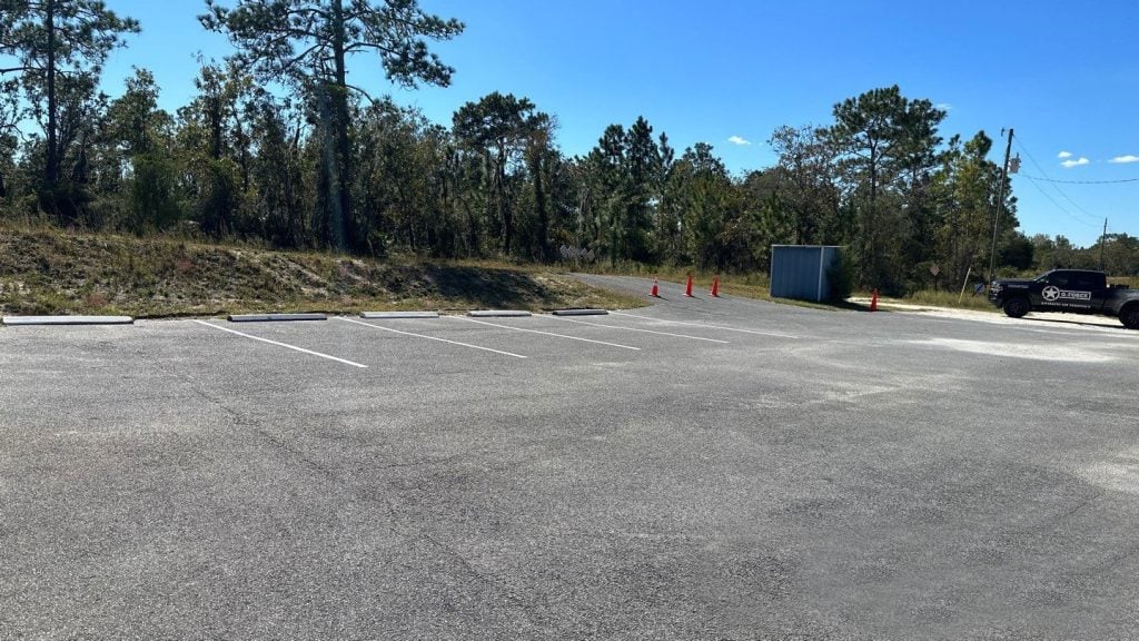 before view of line striping task in Williston, FL