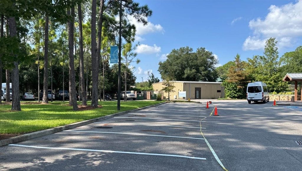 freshly painted parking spots for Lakeview Health Center