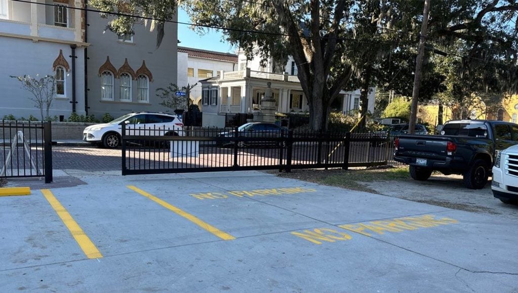 close-up of freshly painted parking spot for Memorial Presbyterian Church