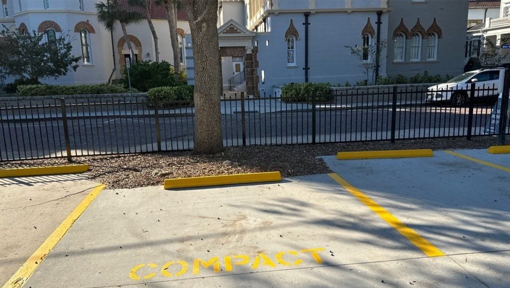 parking spots freshly painted for Memorial Presbyterian Church parking lot
