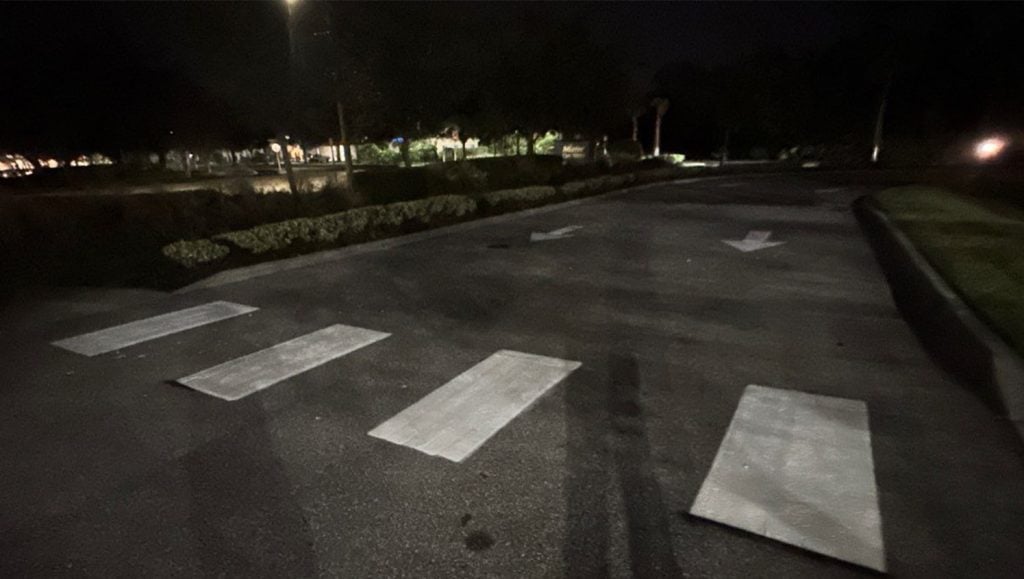 cross walk freshly painted for Mister Car Wash parking lot