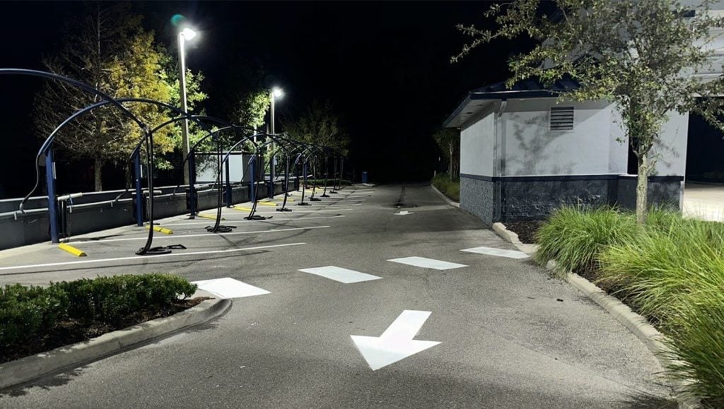 Mister Car Wash parking lot freshly painetd
