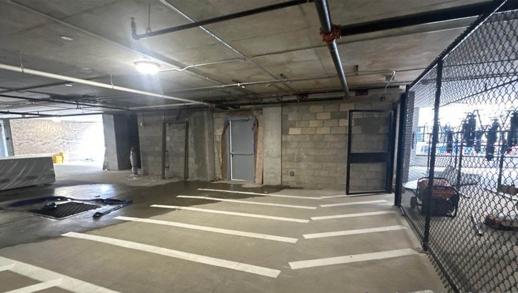 line markings freshly painted for Rabren General Contractors parking garage