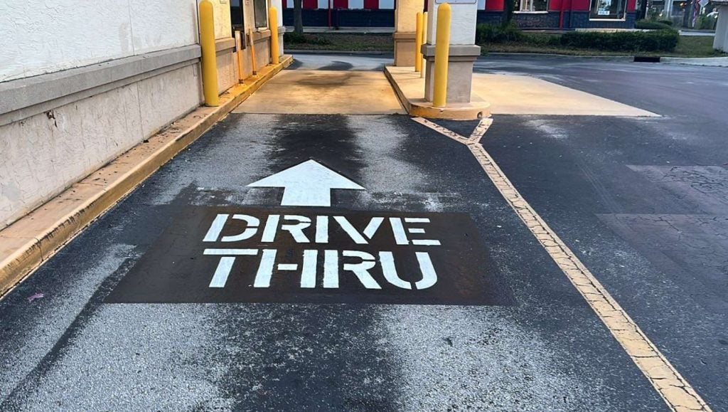 newly striped drive thru arrow