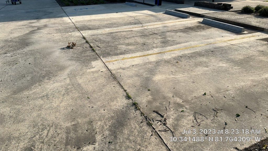 parking lot stalls needing re-striped