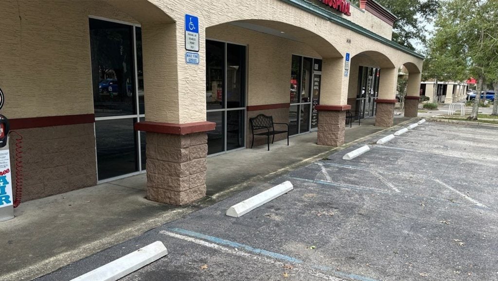 brand new parking stops installed for Jonesville Animal Hospital parking lot