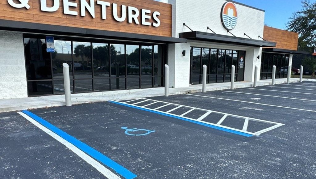 parking stops installed for Splex Partners parking lot