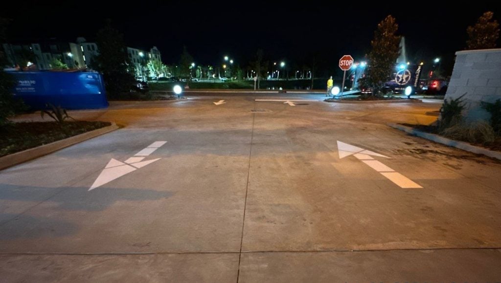 freshly painted line markings for Luv Car Wash parking lot