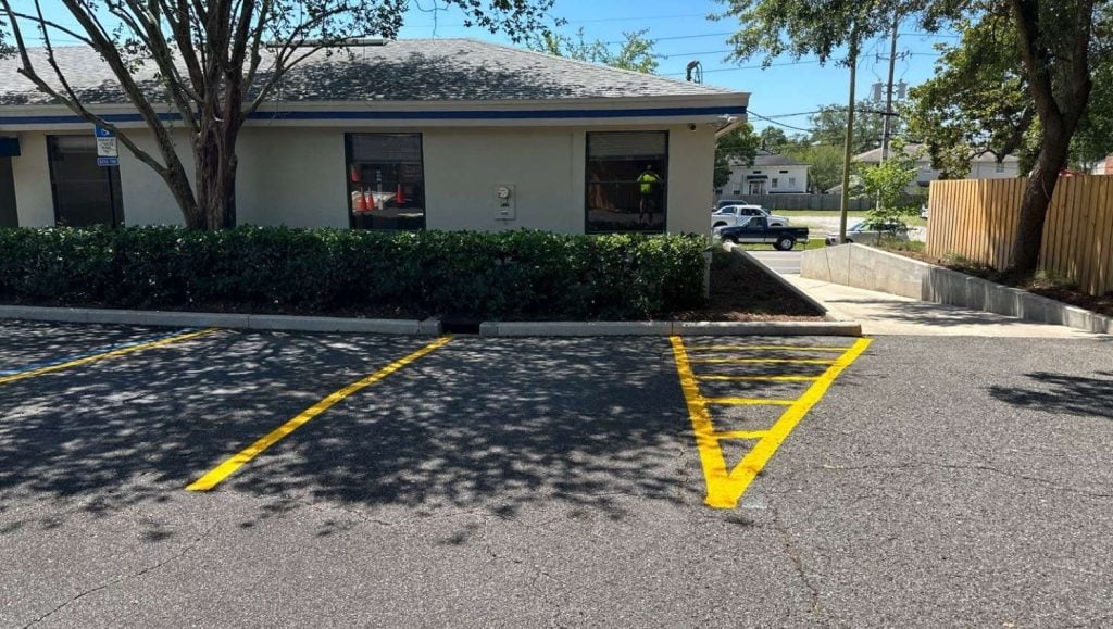 re-striped no parking areas