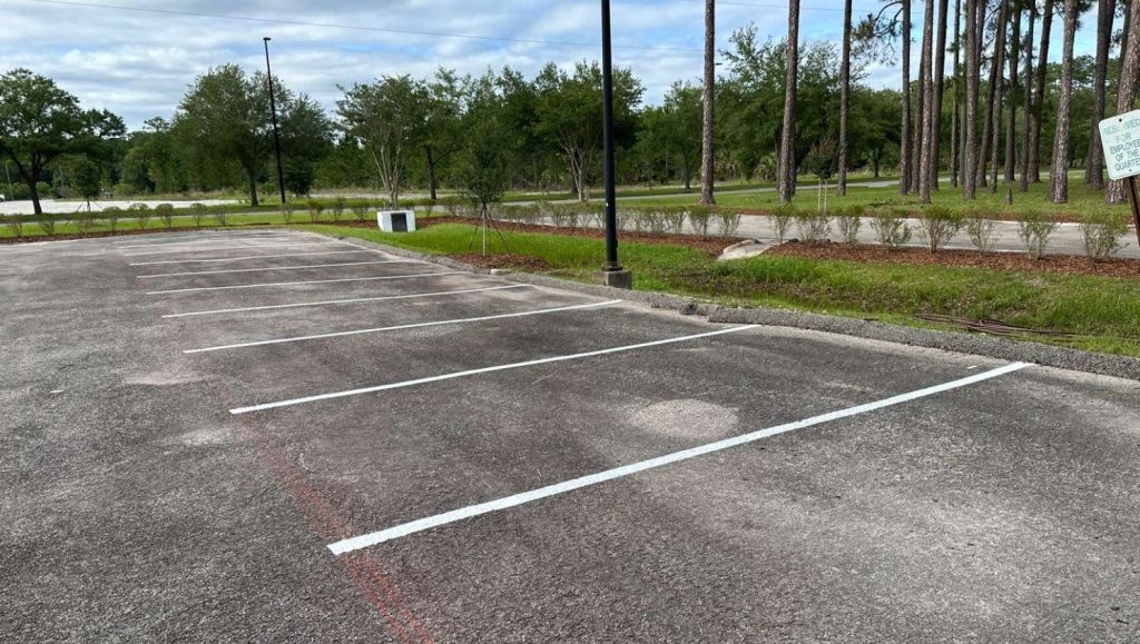 re-striped parking lot stalls
