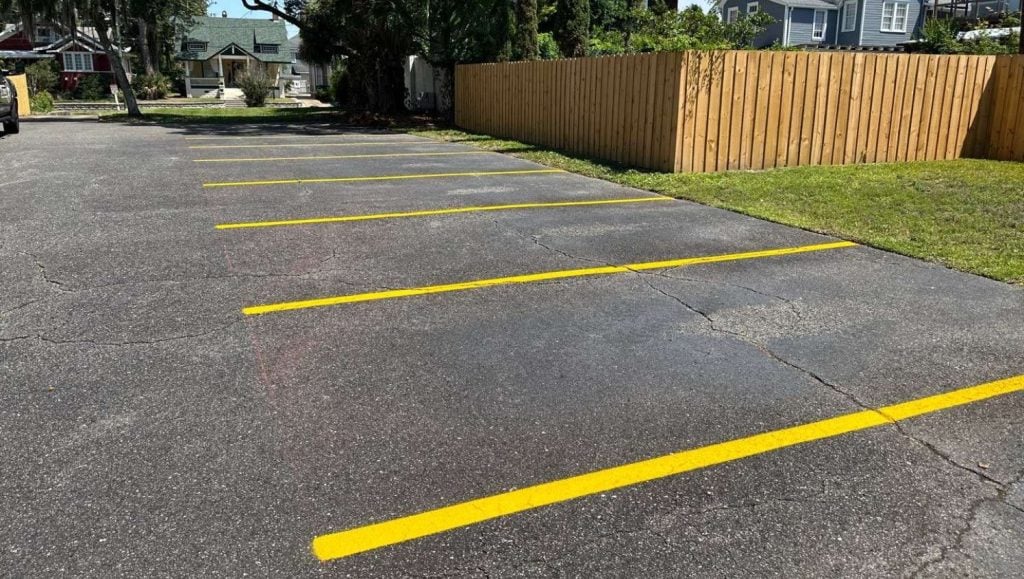 re-striped parking stalls