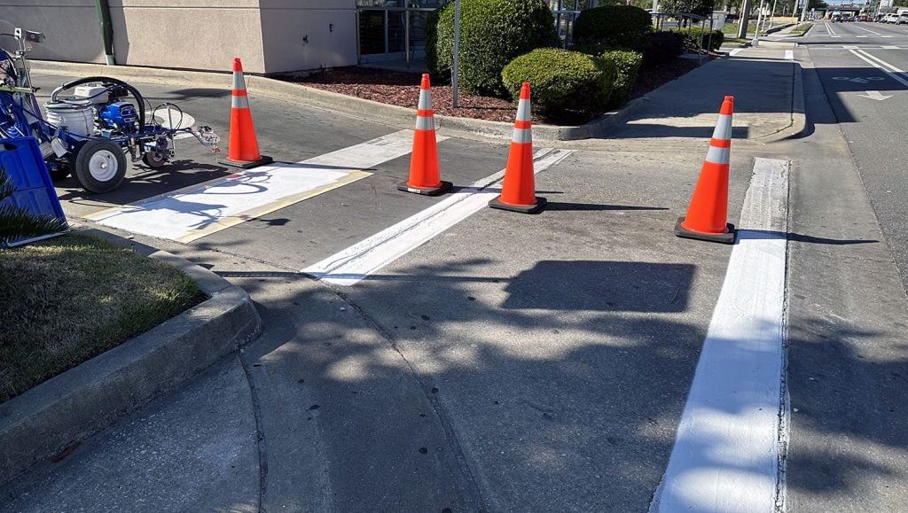 new parking lot markings at krispy kreme