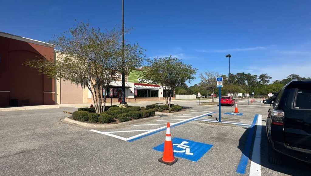 ada compliance parking spots freshly painted