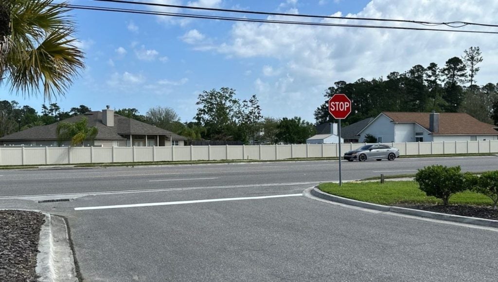 freshly painted line markings for Canterfield of Clay County parking lot