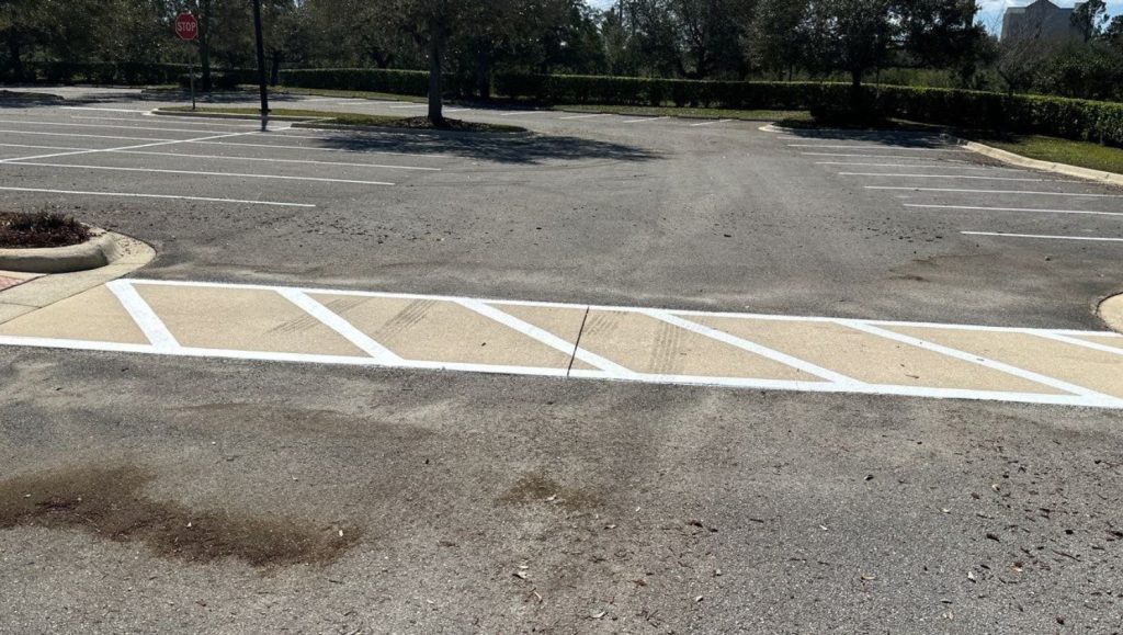 line markings freshly painted for Town Center Medical parking lot