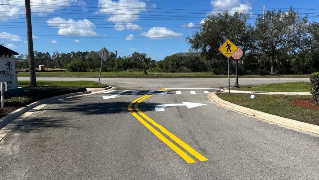 freshly painted line markings for Town Center Medical parking lot