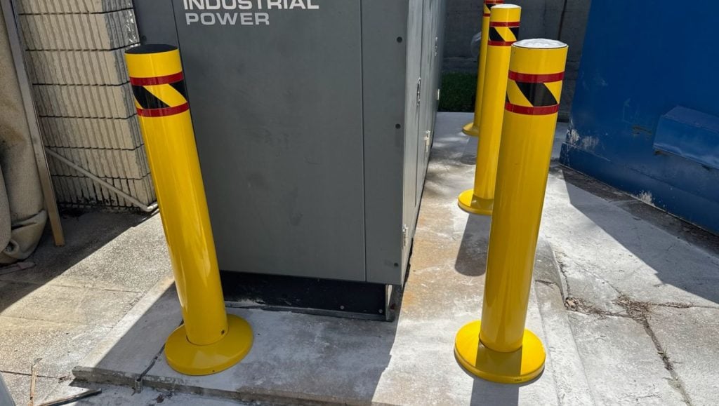 close-up front view of bollard installation for Aspire at North Florida