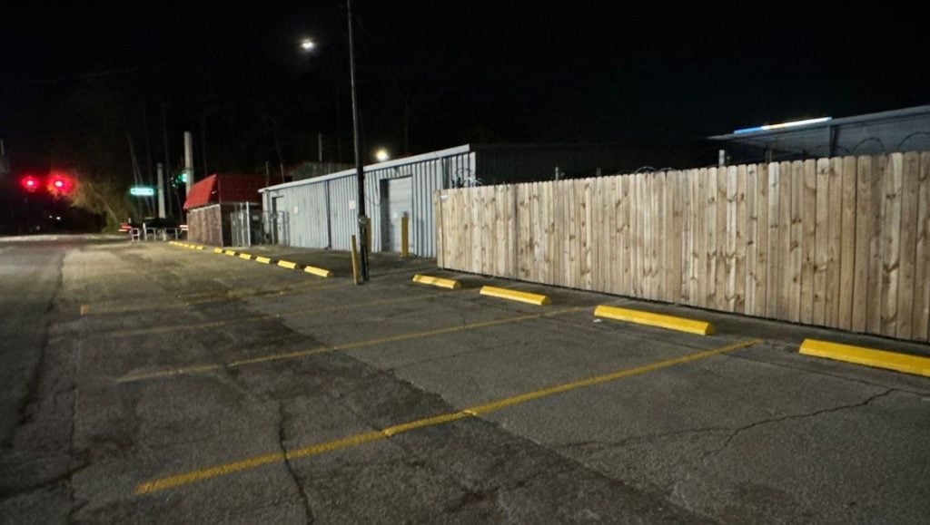 Ace Hardware, Hall's Nursery parking lot freshly painted