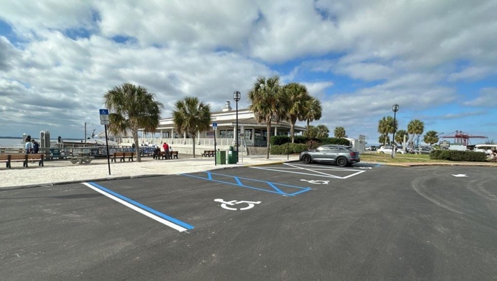 ada compliance parking spots freshly painted for City of Fernandina Beach