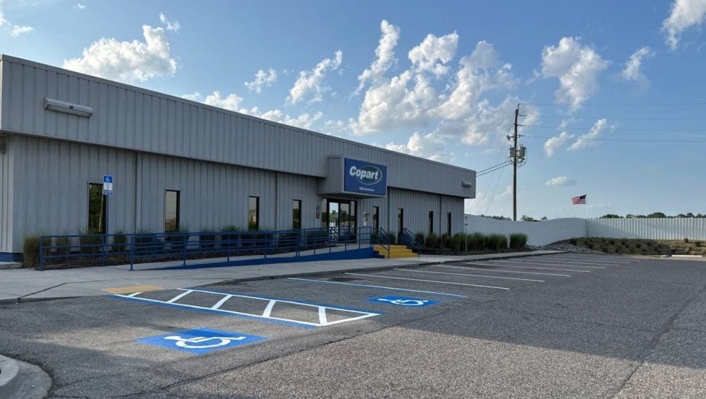 ada compliance parking spots freshly painted for Copart