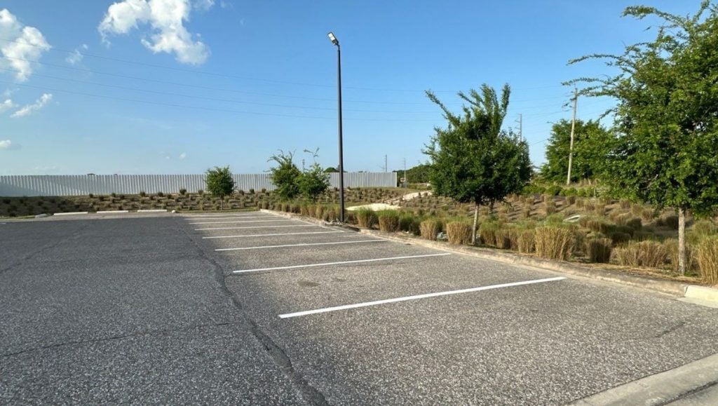 parking spots freshly painted for Copart parking lot