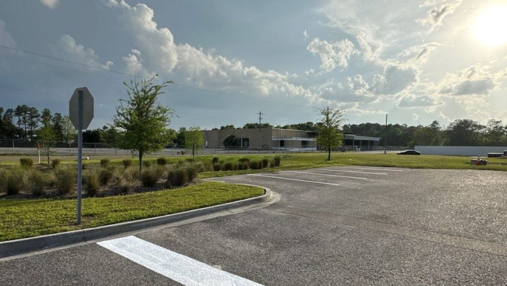Copart parking lot with freshly painted parking spots
