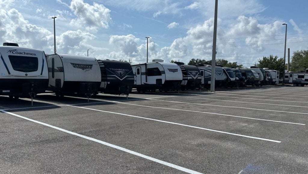 freshly painted parking lot for General RV