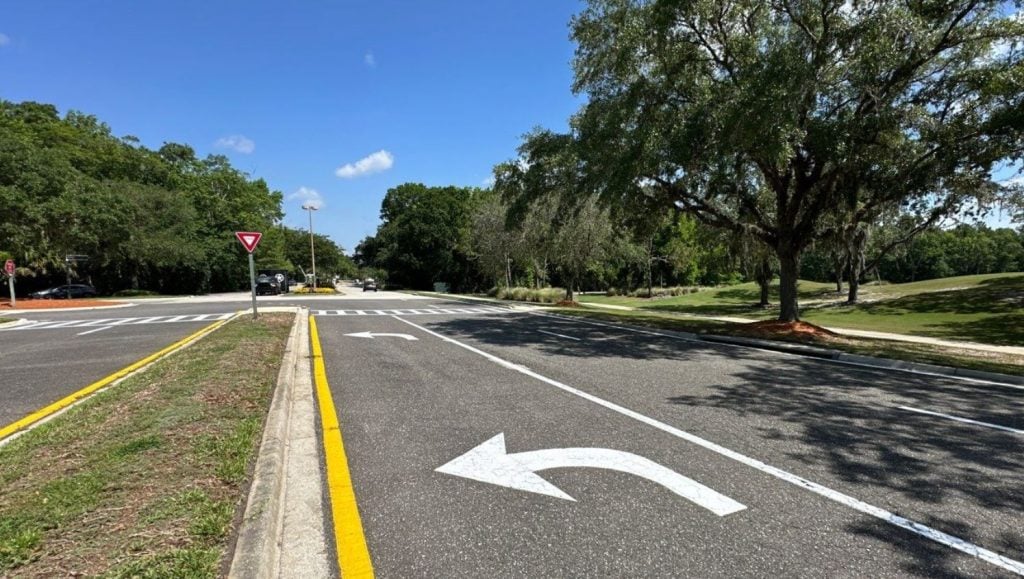 freshly painted line markings for May Management parking lot