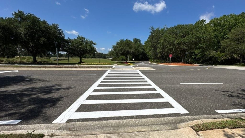 crosswalk freshly painted for May Management
