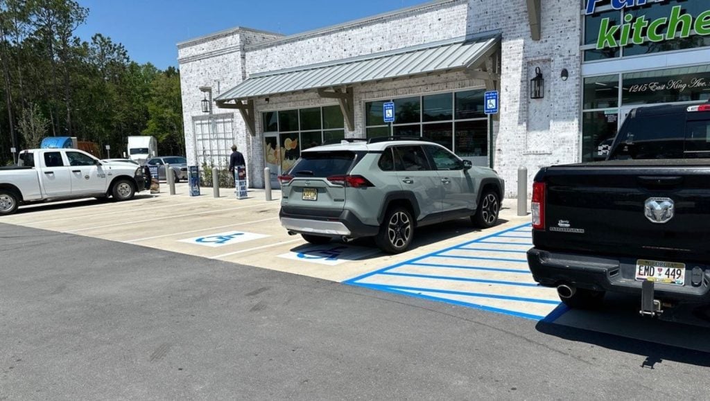 ada compliance parking spots for Parker's Kitchen parking lot