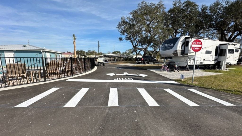 freshly painted line markings for Northflow RV Resort & Marina