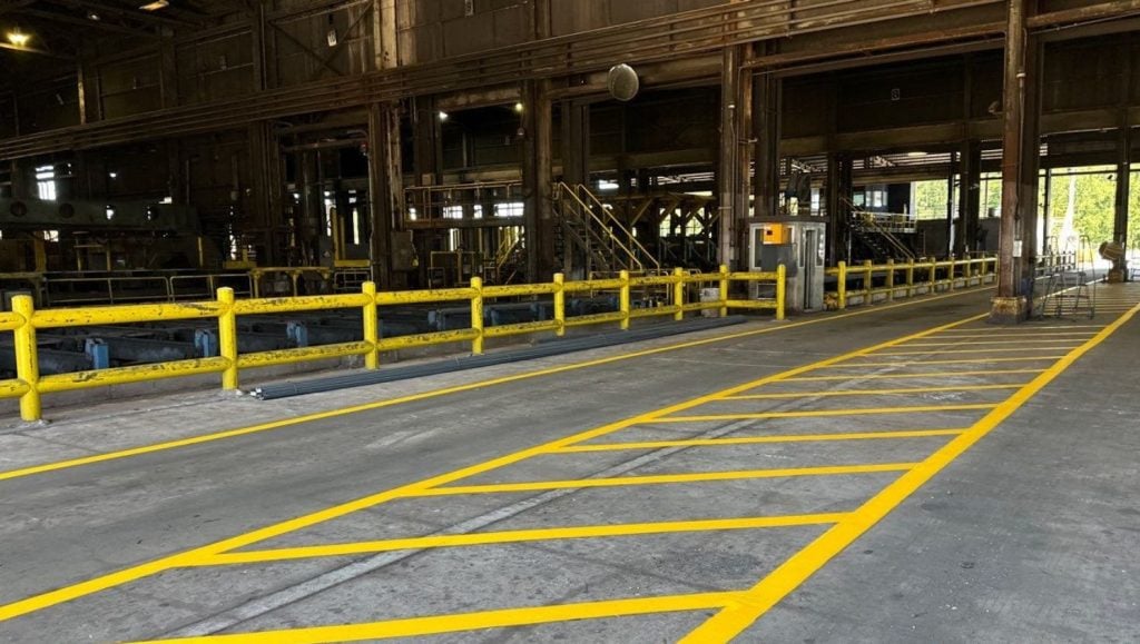 freshly painted line markings for CMC Steel warehouse