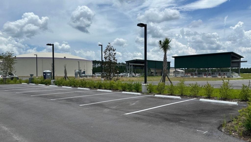 parking spots freshly painted for JEA - Greenland Water Reclamation Facility parking lot