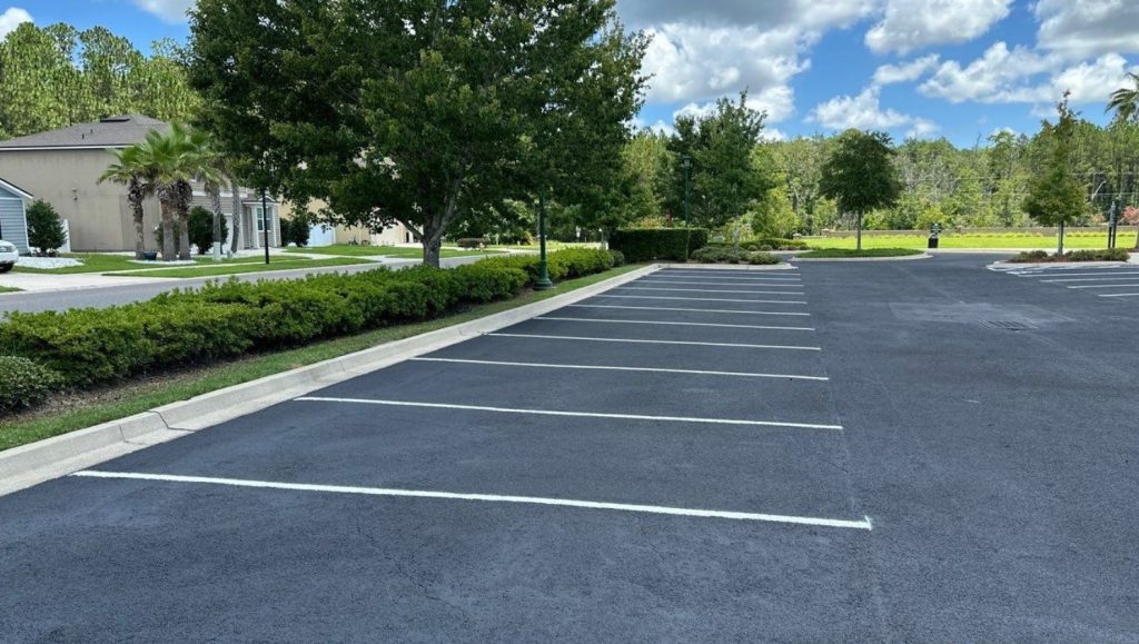 asphalt sealcoating for Villages of Westport HOA parking lot