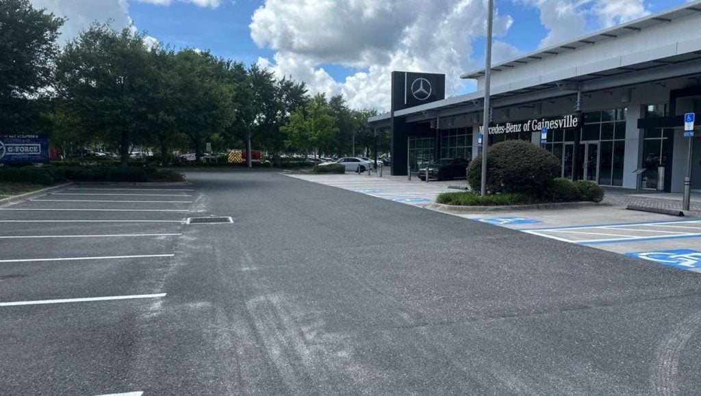Mercedes-Benz of Gainesville parking lot freshly painted