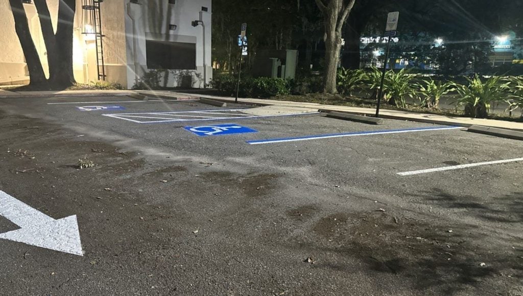 ada compliance parking spots freshly painted for PM Pediatrics parking lot