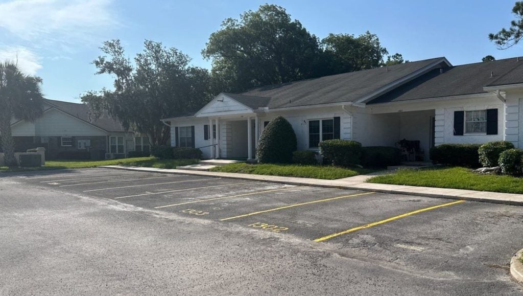 parking spots freshly painted for Solano Grove Condominiums